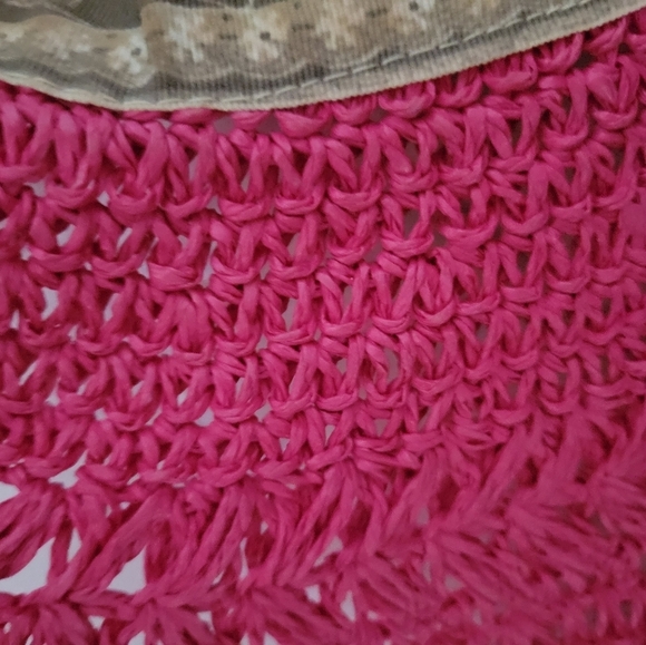 Panama Jack Woman’s Pink Floppy Straw Sun Hat Toyo Straw with bow tie, NEW - Picture 12 of 13